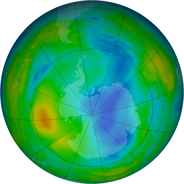 Antarctic ozone map for 26 July 1993
